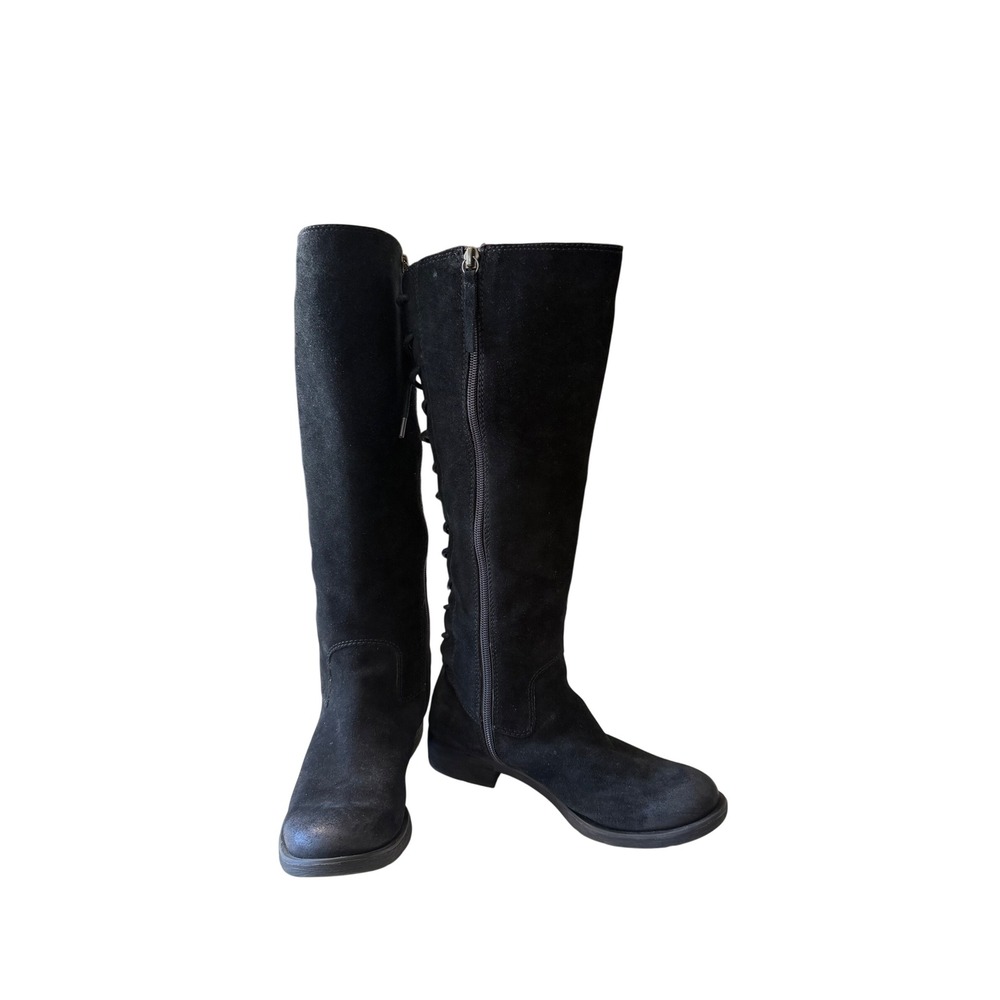 Sofft Black Suede Lace Up Back Knee High Boots 6.5M